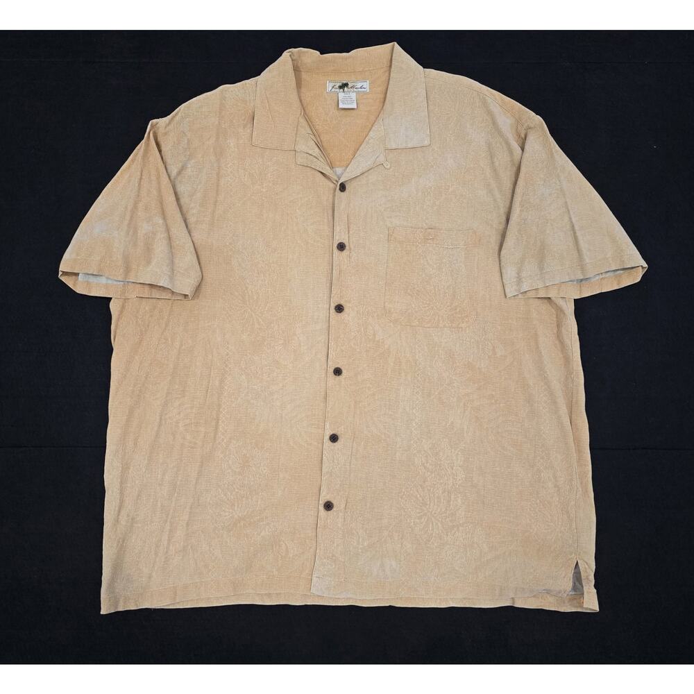 Joe Marlin 3XLT Peach Silk Blend Camp Shirt Big & Tall Tropical Short Sleeve VTG